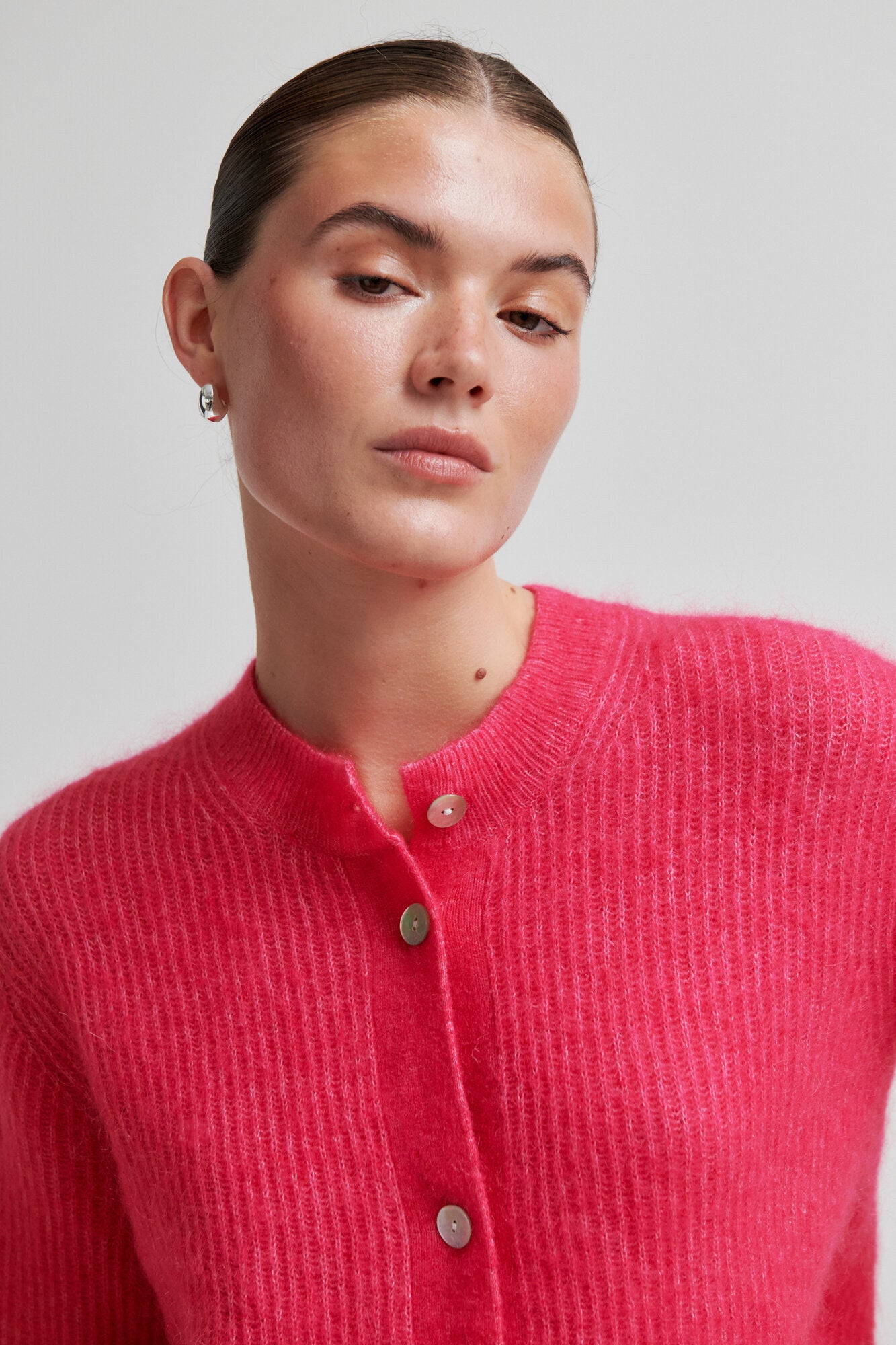 Andrea kortærmet cardigan - Raspberry Sorbet